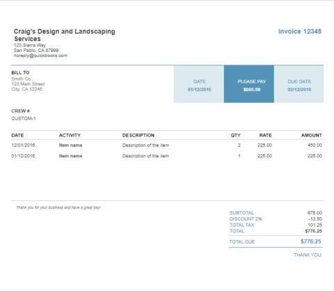 custom invoices for quickbooks